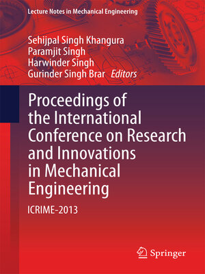cover image of Proceedings of the International Conference on Research and Innovations in Mechanical Engineering